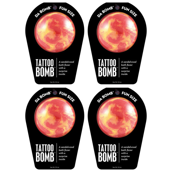 Enjoy a 4 Pack of Da Bomb Bath Fizzers Tattoo Bath Bombs (3.5oz each) by Da Bomb—each fizzer features a surprise inside for a fun and fragrant bath experience!.